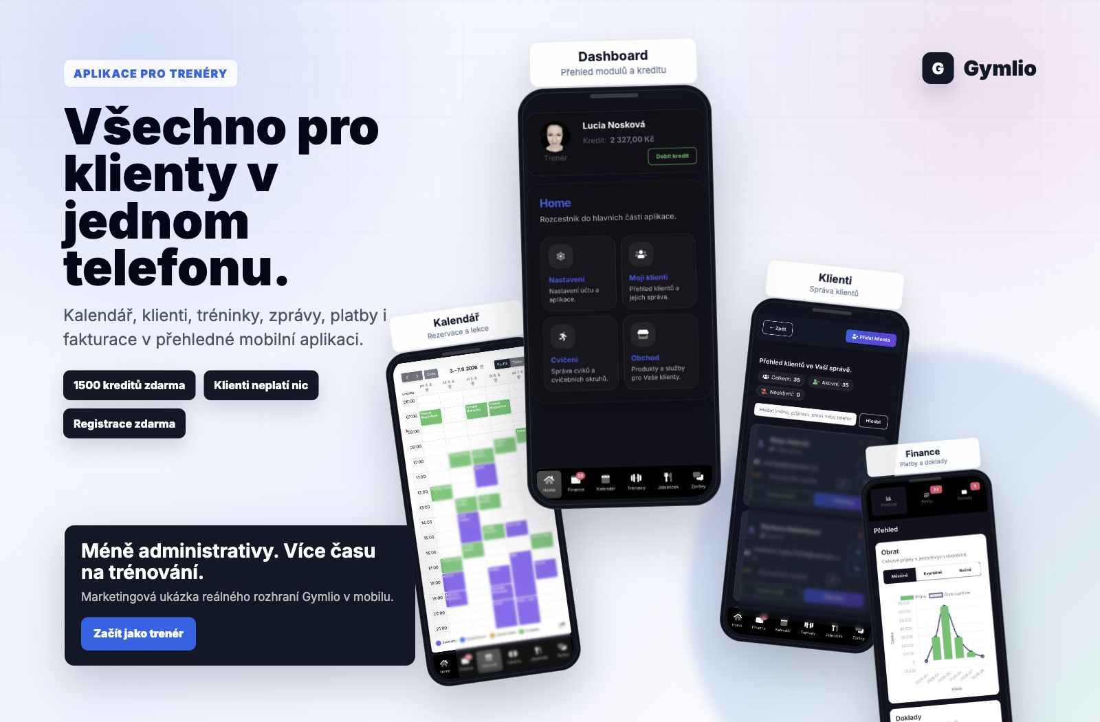 Ukázka mobilní aplikace Gymlio pro trenéry